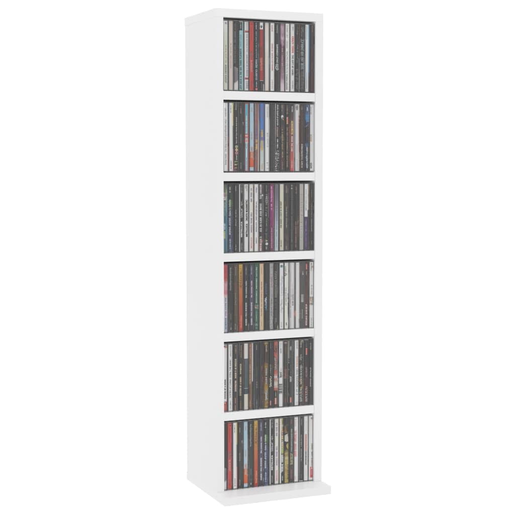 Generico Mobile Porta CD Bianco 21x20x88 cm in Legno Multistrato Mobili, Armadietti e portaoggetti (7,72KG)