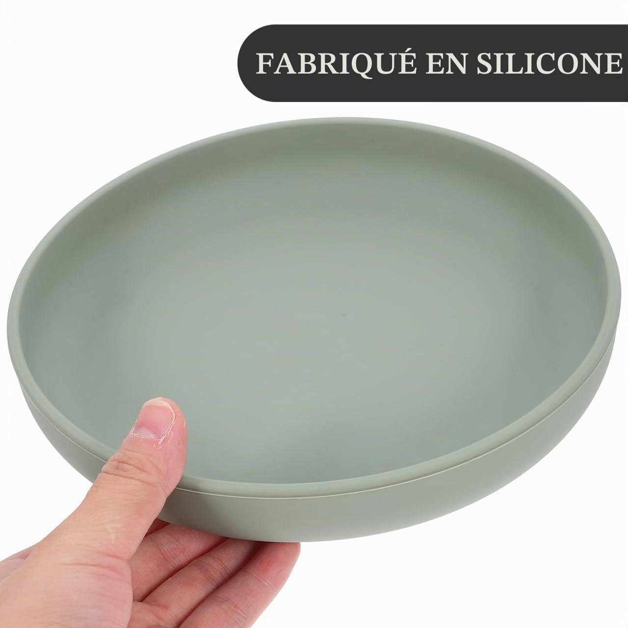 Healeved Assiette Ronde Anti-Déversement Silicone 7.68 Pouces Avec Ventouse Antidérapante Pour Personnes Âgées Et Handicapées Bord Surélevé Pour Aide Aux Repas