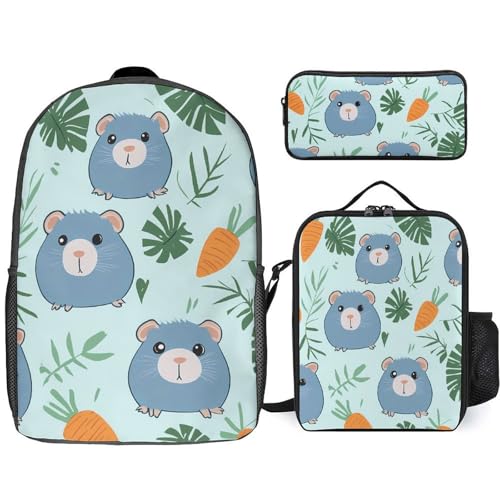 Blue Guinea Pigs Pattern Large Travel Backpacks Carry on Backpack Weekender Bag with 2 Storage Pockets for Men And Women