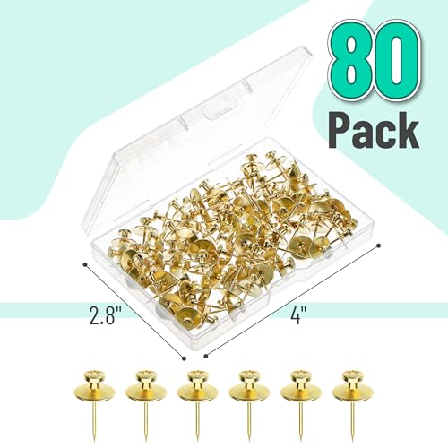 Image of Mr. Pen Double Headed Picture Nails - 80 Pack, Gold, Picture Nails | Tacks for Wall Hangings, Wall Pins