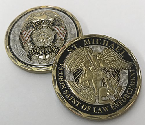 Stunning ST. Michael Patron Saint of Law Enforcement Challenge Coin. Cast with Beautiful Iron Plating & Ancient Bronze