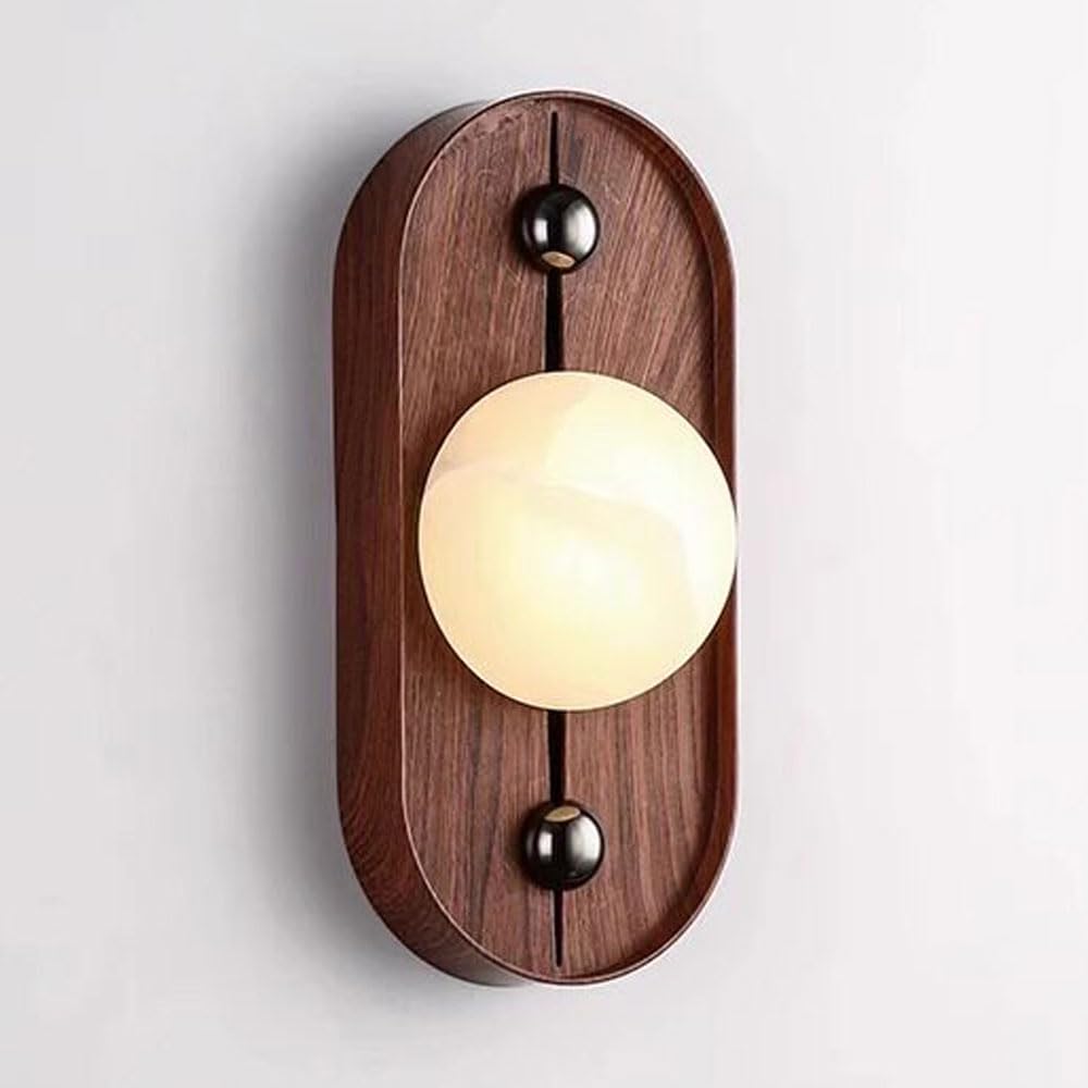 SSBHDM LED Light Source Iron Art Wall Light, Spherical Alabaster Lampshade Wall Sconce, Nordic Style Hardwired Wall Lamp, Restaurant Living Room Bedroom Wall Mounted Lighting Fixtures