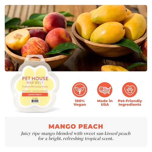 Image of Pet House Wax Melts Mango Peach Spring Scented Wax Melts for Warmer- Long-Lasting Plant Based Air Freshener for Pet Odor Pack of 2
