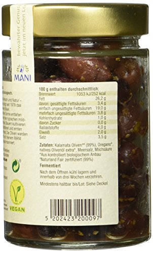 Mani Bläuel Bio Kalamata Oliven, 6er Pack (6 x 205 g)