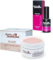 Kit Gel Led Uv Autonivelante Nude 24g + Top Coat Brilho 10ml