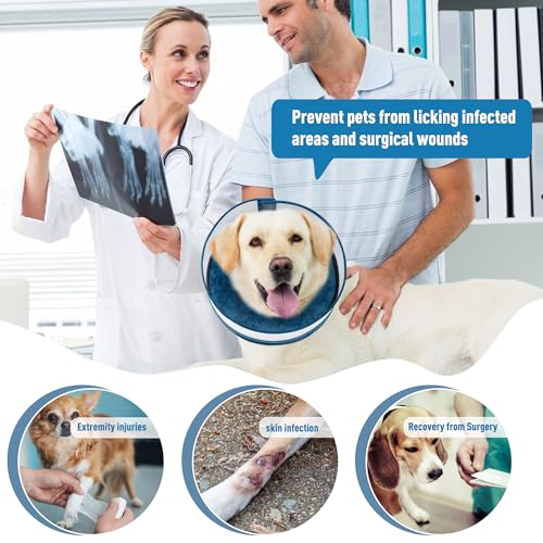 Image of Inflatable Dog Cone, Soft Dog Cone Collar After Surgery for Alternative with Enhanced Anti-Licking Guard Shield Adjustable Detachable Cone Collar, Elizabethan Collar (S, Blue)