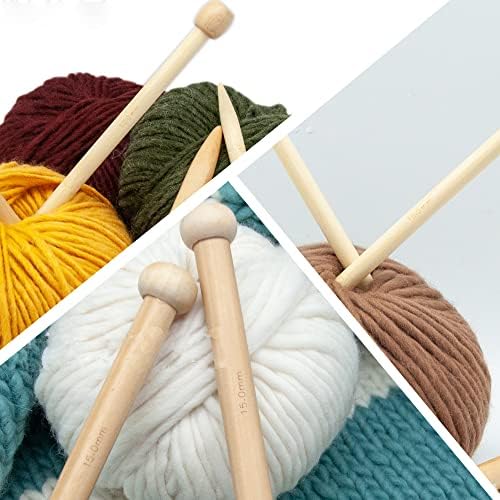2 Pcs Wood Knitting Needles Yarn Knitted Accessories Big Knitting Pins for Scarf Sweater Blanket(15mm)