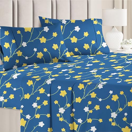 Image of HOMEKART 3D Printed 144 Tc Microfiber Double Bedsheet with 2 King Size Pillow Covers Breathable | Wrinklfree | Summer | Topsheet (Blue Cricle Print, 90 x 90 Inches)