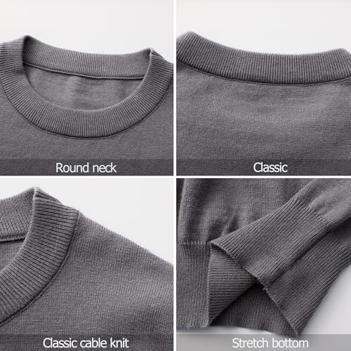 Men's Knitted Crewneck Sweater - Long Sleeve Lightweight Pullover Jumper for Casual and Dress Wear, Fall Knit Sweater4