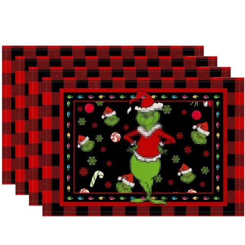 Weihnachts Tischsets -45cm X 30cm- 4 pcs Leinen Weihnachten...