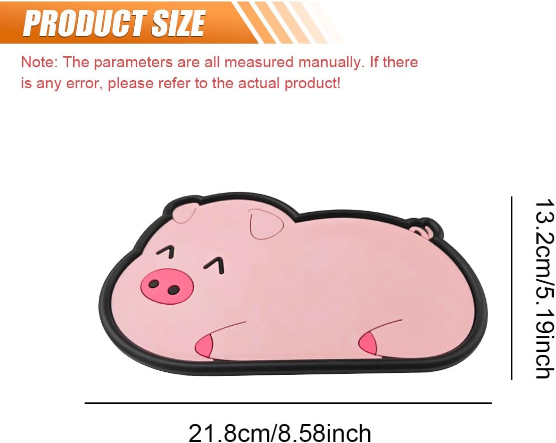 YoRise Car Dashboard Non Slip Mat, Reusable Cartoon Animals Dashboard Sticky Pad, Multifunctional Car Dash Gripping Mat, Universal Anti Slip Mat for Cell Phones, Keys, Coins, Sunglasses (Pig)