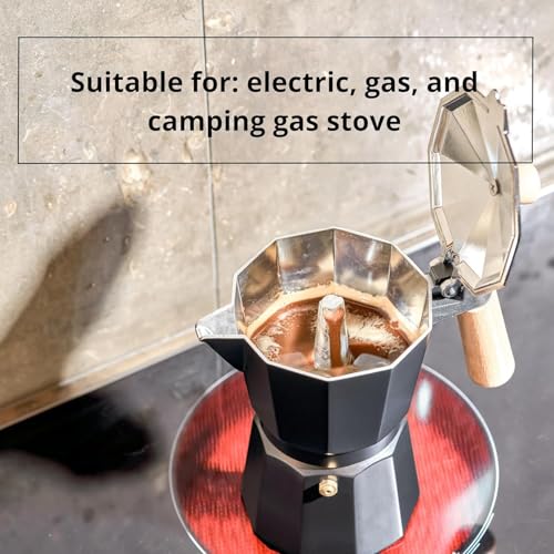 Image of Italian Style Mocha Coffee Moka Pot |Classic Aluminium Percolator, Portable Manual Coffee Brewer |Stovetop Espresso Coffee Maker