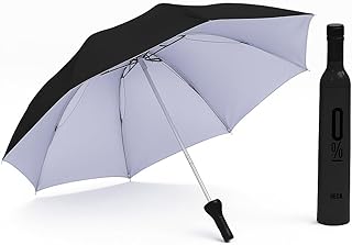 Compact Travel Umbrella for UV and Rain Protection | Double Layer Folding Umbrella with Automatic Opening Mechanism | 98cm Windproof Lightweight Umbrella with Bottle Cover