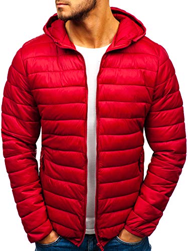 Preisvergleich Produktbild BOLF Herren Übergangsjacke Steppjacke Daunenjacke Sportjacke Freizeitjacke Kapuze Reißverschluss Street Style J.Style LY1001 Weinrot XXL [4D4]