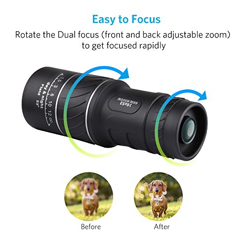 16X52 Monocular Dual Focus Optics Zoom Telescope For Birds Watching/Wildlife/Hunting/Camping/Hiking/Tourism/Armoring/Living Concert 66M/8000M #TOP3