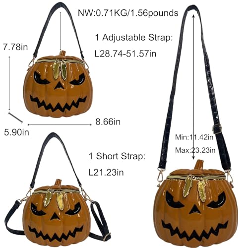 Image of Men and Women PVC Pumpkin Shaped Crossbody Shoulder Bag Handbag Halloween Pumpkin Purse
