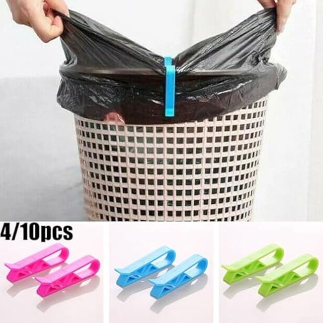 Trash Can Bag Clips For Kitchen, Plastic Bin Bag Holders With Non-Slip Notch Design To Keep Garbage Bags In Place, Lightweight And Sturdy Clamps, 4 Pack Or 10 Pack Options(4Pcs,Green)