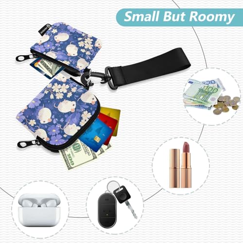 linqin Blooming Flowers animal Dual Wristlet Wallets for Women Large Capacity Card Wallet Money Organizer with Wristle Strap for Work Travel 2 Pcs2