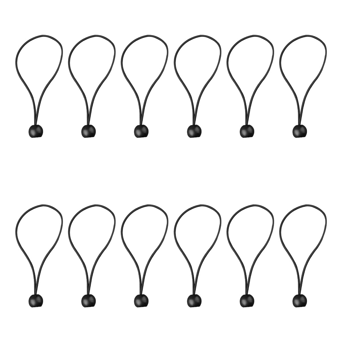 Lotsdonxia Black 12 Pcs Tarpaulin Bungee Balls, 20Cm Heavy Duty Elastic Cords For Tarps, Tents, Canopies, Banners & Camping