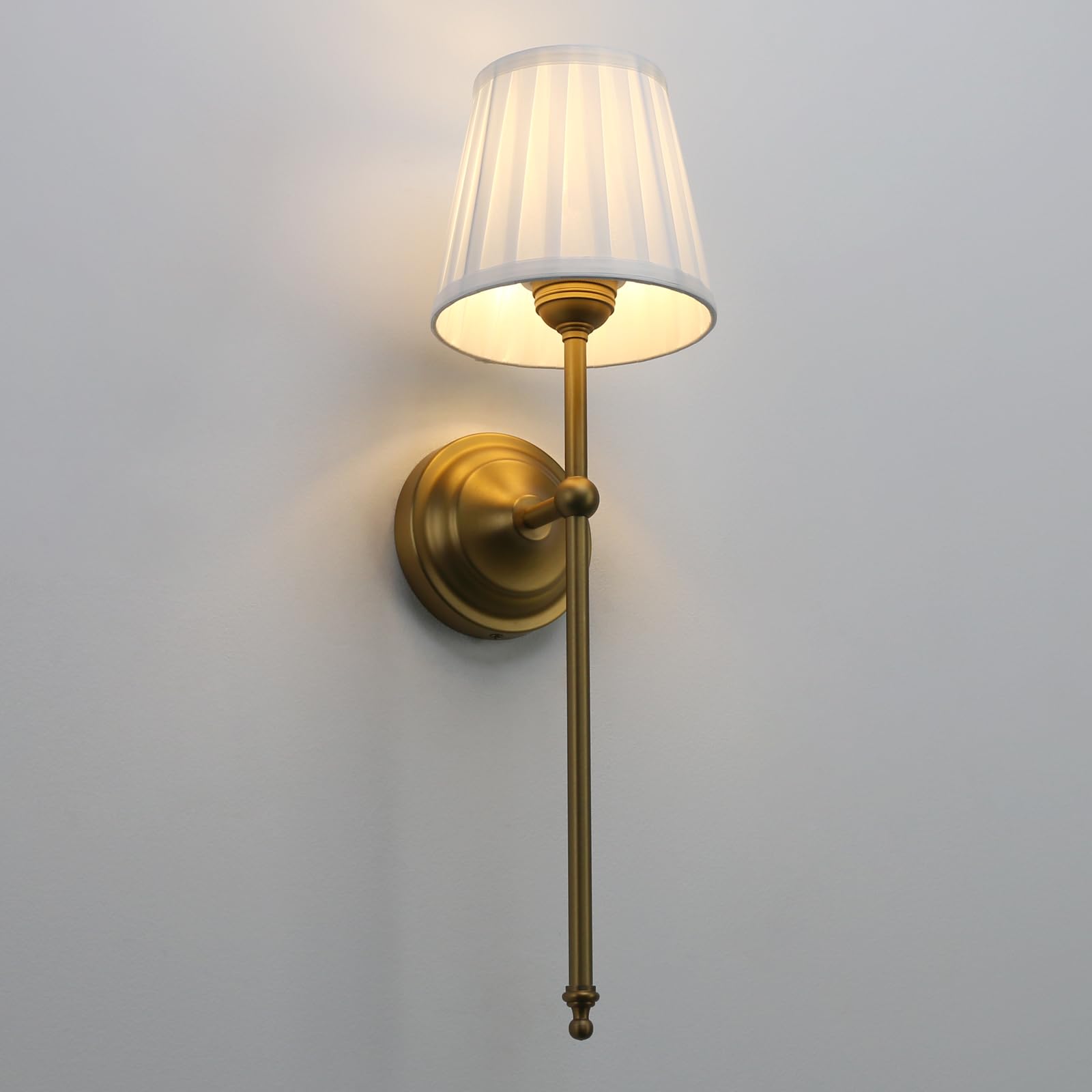 Wall Sconce Lighting Pleated White Fabric Boho Decor Industrial Vintage Bedside Nightstand Light Wall Mounted Lamp Fixture for — view 9