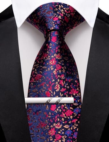 Image of Barry.Wang Mens 6 PCS Ties Silk Striped Paisley Check Floral Necktie Silky Woven Wedding Business Party Ties 3.34 inch