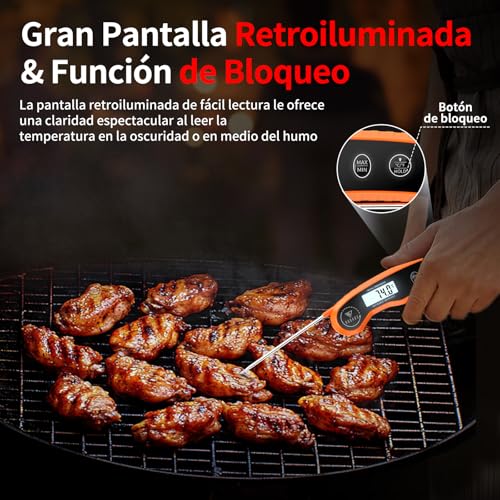 DOQAUS Termómetro Cocina mit pantalla retroiluminada (Naranja) - Imagen 4