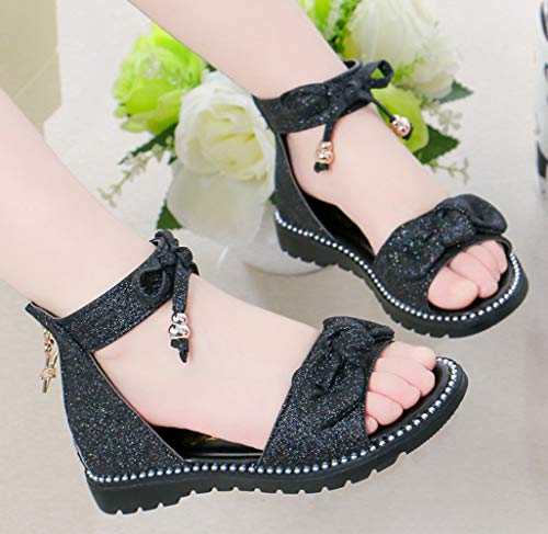 Girls’ Sweet Bows Ankle Strap Back Zipper Roman Sandals Flats(Toddler/Little Kid/Big Kid)4