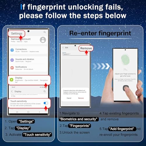 Image of PreCure [2 Pcs Screen Protector for OnePlus 13R Tempered Glass [Fingerprint Unlock] [Anti-Scratch] [9H Hardness] [HD] [No Bubbles] Protector Film for OnePlus 13R Screen Protector