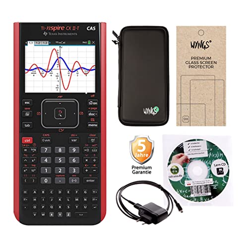 Streberpaket: TI Nspire CX II-T Cas + SafeCase + Garantie erweiterte + Ladekabel + Schutzfolie + Lern-CD