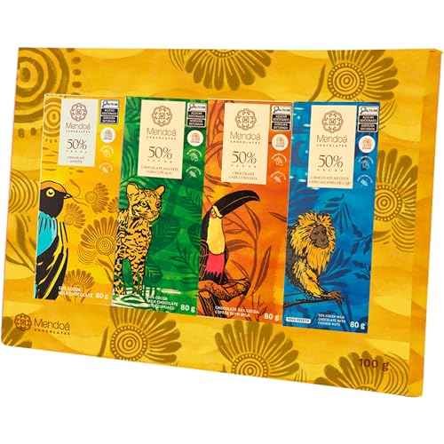 Mendoá, Caixa de chocolate premium presenteável, Mix sortido de sabores, Brasilis, 4 X 25 gramas = 100 gramas
