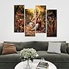 4 Pcs Canvas Elephant Wall Art Vibrant Festival Sc... #1