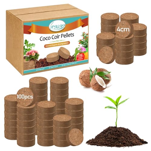 Legigo 100 Pcs 40mm Organic Coco Coir Pellets, Seed Starter Soil Pods