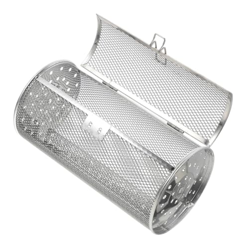 SUPVOX Cesta Giratoria de Acero Inoxidable para Asar Rotatoria Cesta de Metal para Horno y Barbacoa Soporte Resistente para Patatas Fritas Frutos Secos y Asados