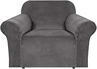 Vista 61 de H.VERSAILTEX Funda de terciopelo elástico para sillón, funda para sillón de 1 cojín para sala de estar, funda de muebles hecha de terciopelo grueso