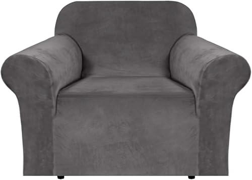 H.VERSAILTEX Funda elástica de terciopelo para sillón, 1 funda de cojín para muebles de sala de estar, hecha de terciopelo grueso y cómodo (silla de