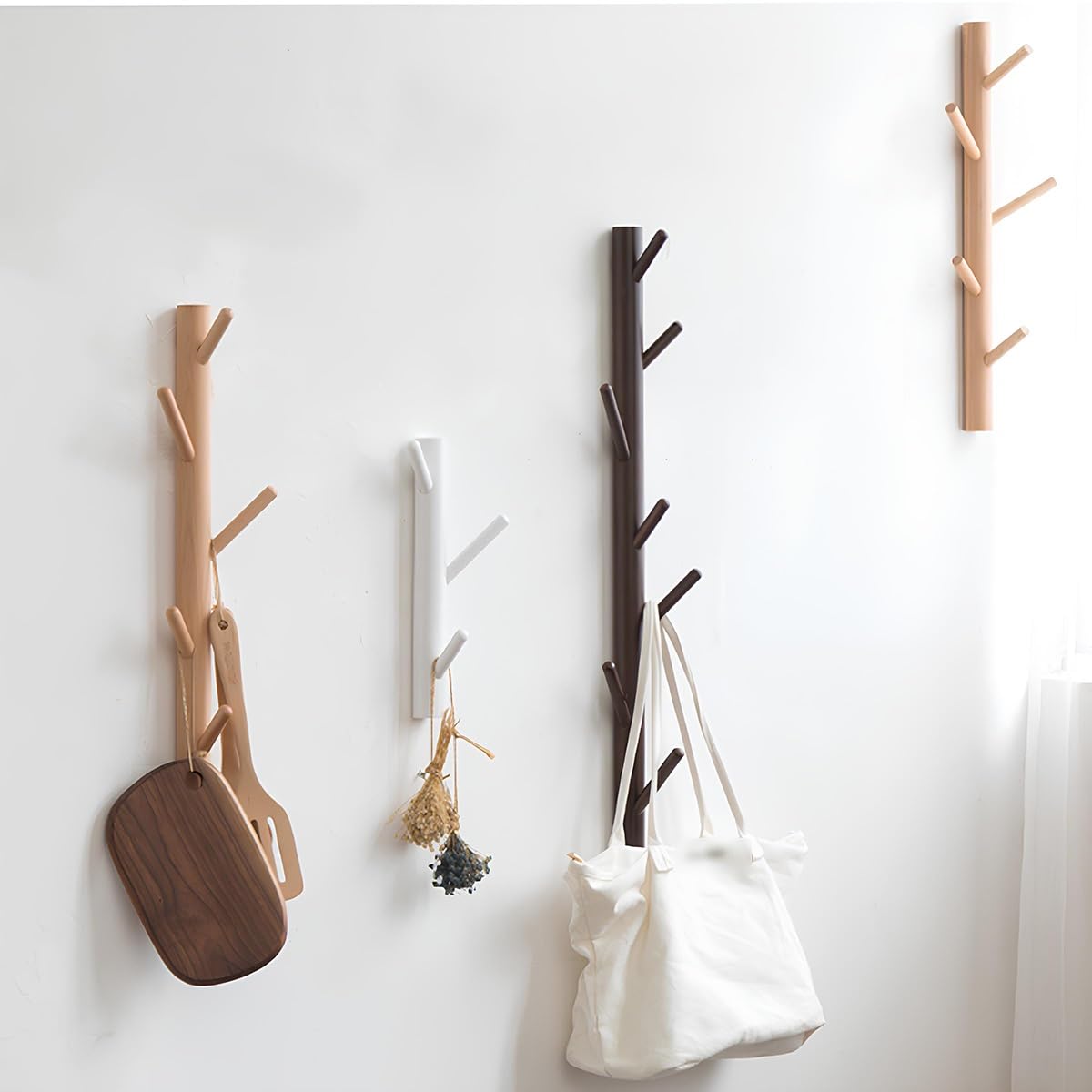 Wandgarderobe in Baumzweigform, Buchenholz, Wandhaken, einfach zu montieren, für Eingang, Wohnzimmer, Schlafzimmer