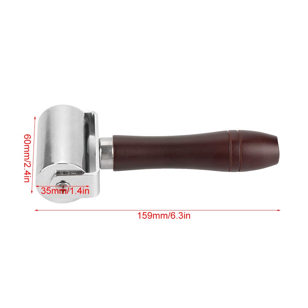Lederen Lijmroller, 60 Mm Lederen Roller, Leer, Doe-het-zelf Rollend Lijmgereedschap, Leer, Houten Handvat, Persrolrand