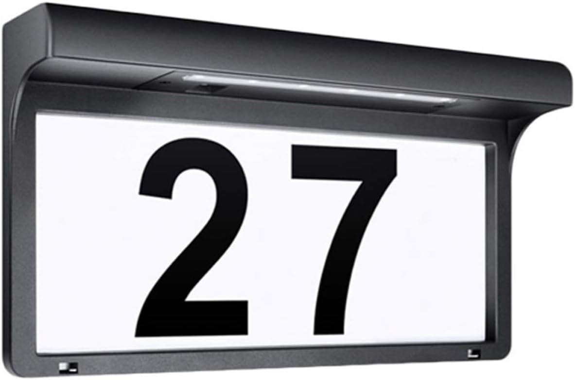 Solar Powered Illuminated Number Plaque with Solar Address Light for Outdoor Wall Decor Easy Install for Garden Patio Porch DIY Numbers and Letters