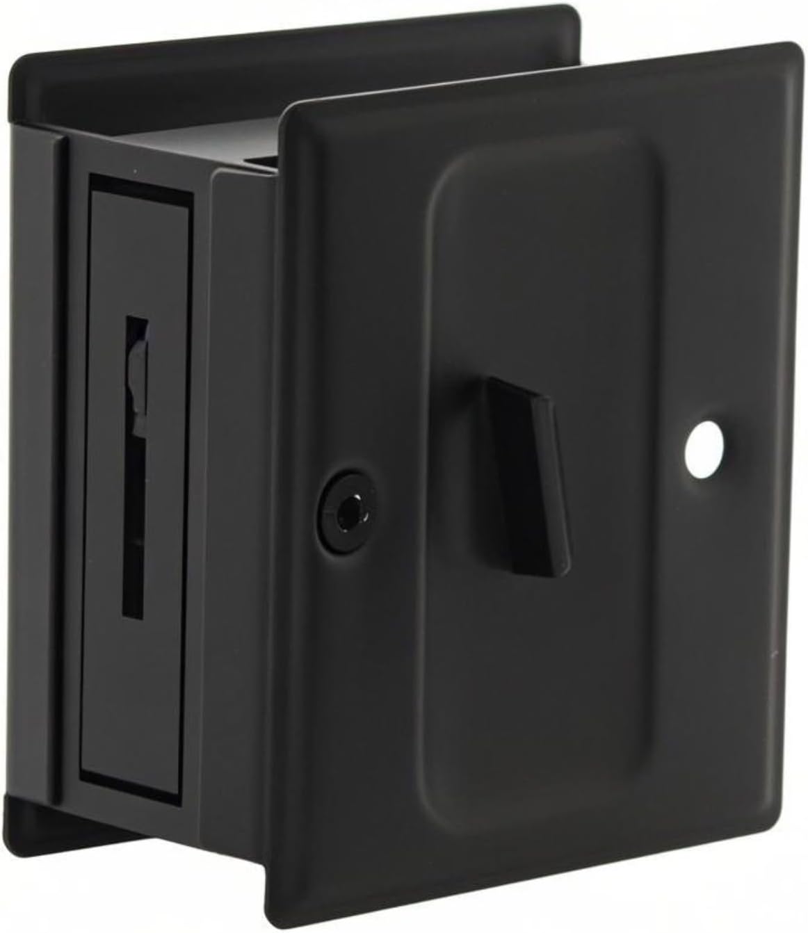 Solid Brass Pocket Door Lock With Pull – 4 Pack, Matte Black, Fits 1-3/8" Doors-925275