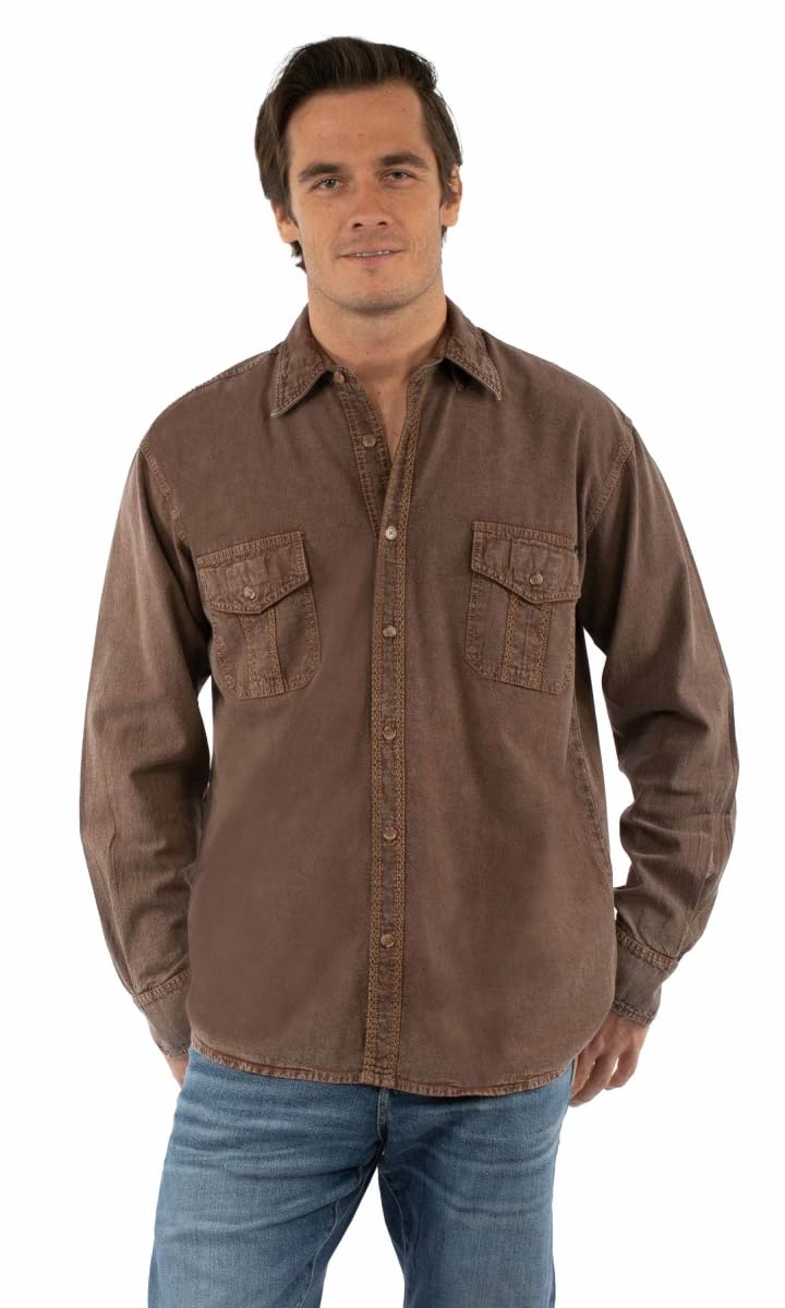 Amazon.com: Scully - Mens Long Sleeve Button Front W/Contrast