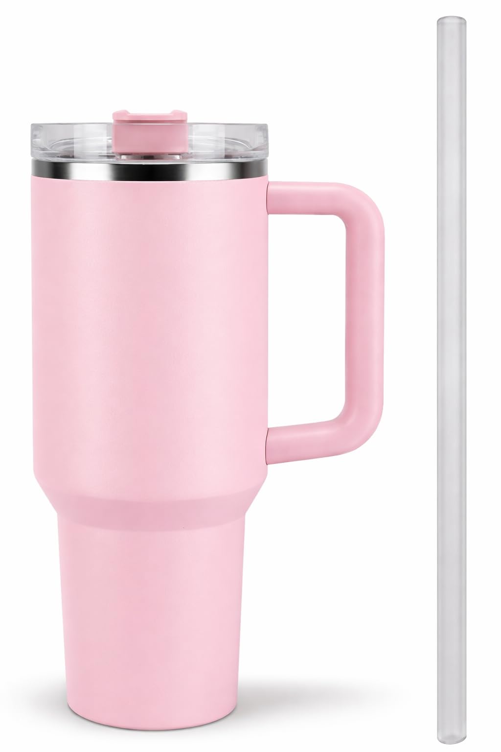 Toy Imagine Stainless Steel Insulated Tumbler with Handle, Lid & Straw | Hot & Cold Large Travel Mug Water Cup for Gym, Office & Outdoor Use | Leakproof | 1200 ml(Pink)
