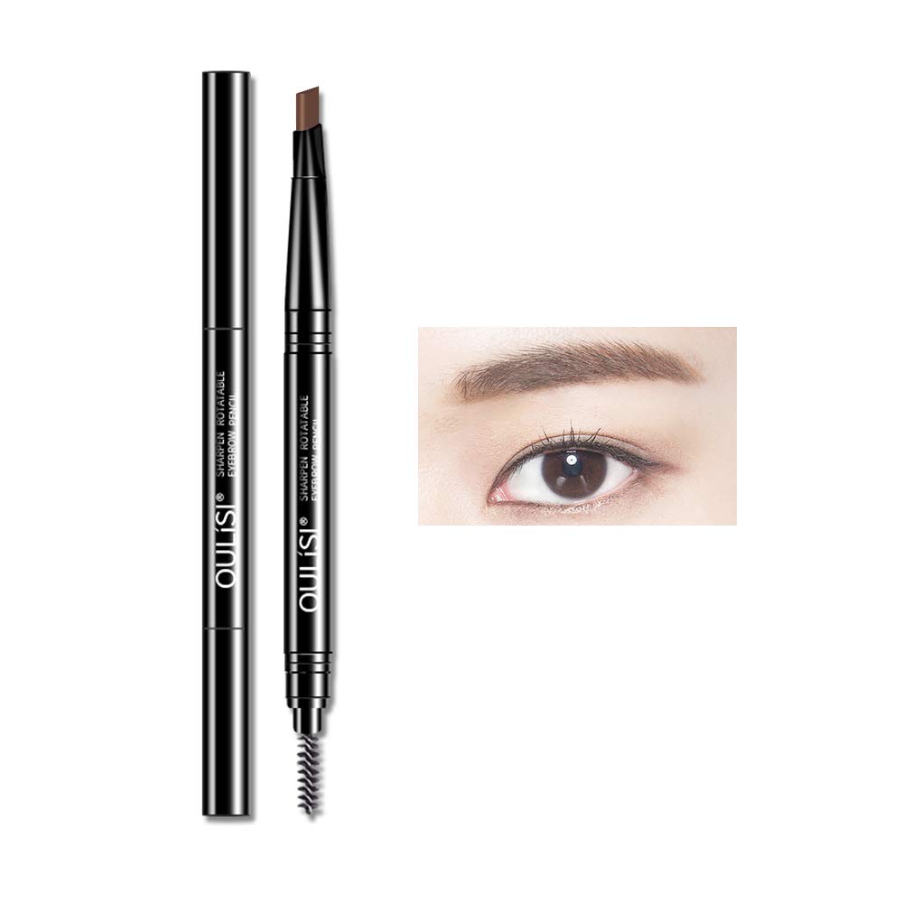 DUOYODouble-headed Eyebrow Pencil Waterproof Sweat-proof Eyebrow Definer Pencil Longwearing Women Girls-Light Brown