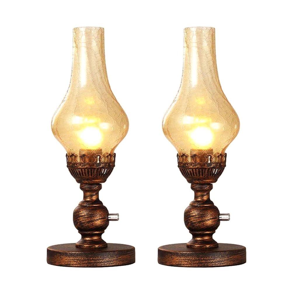 Lampe au kérosène IBalod marron : éclairage de table dimmable rétro
