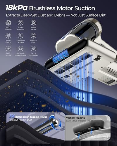 Image of Teant Cordless Mattress Bed Vacuum, 18kPa Suction & LED Display, Model MV01