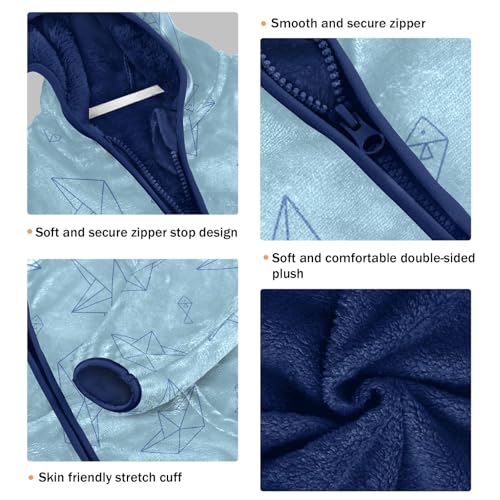 Outline Paper Boat Fish Girls Fleece Jacket Girls Fall Jacket Girls Zip Up Hoodie Girls Sherpa Jacket 2-10T3