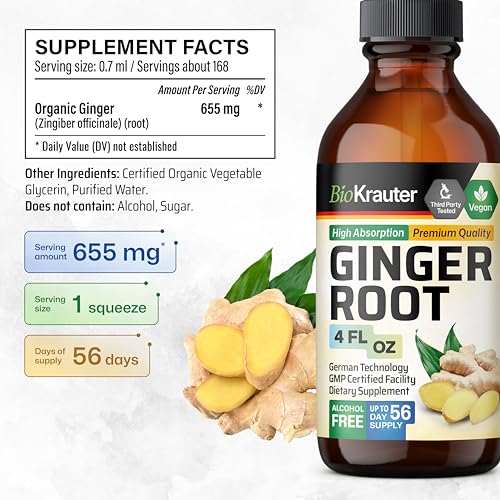 Bio Krauter Ginger Root Tincture - Ginger Root Extract - Natural Ginger Supplements For Overall Wellness - Alcohol And Sugar Free thumb #2