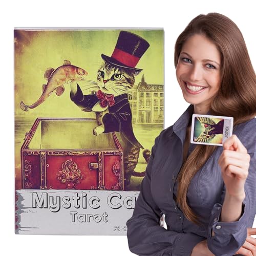 TAROT CARD -78pcs Completa Tarocchi originale Mazzo | Tarot di gatti mistici | Mystic Cat Taroct Table Game Cards | TAROT CARD DECK PER IL PROFETTIVI PROFESSIONI DIVINATURA LETTURA