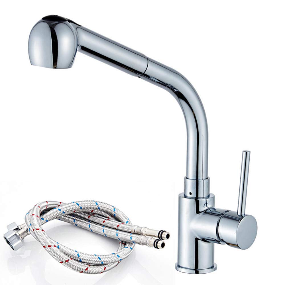 Grifo Cocina Extraible Giratorio de 360 ​​Grados de Latón Caliente y Frío 2 Modos Grifo de Cocina Extensible Griferia Cocina Grifos Cocina-Cromo