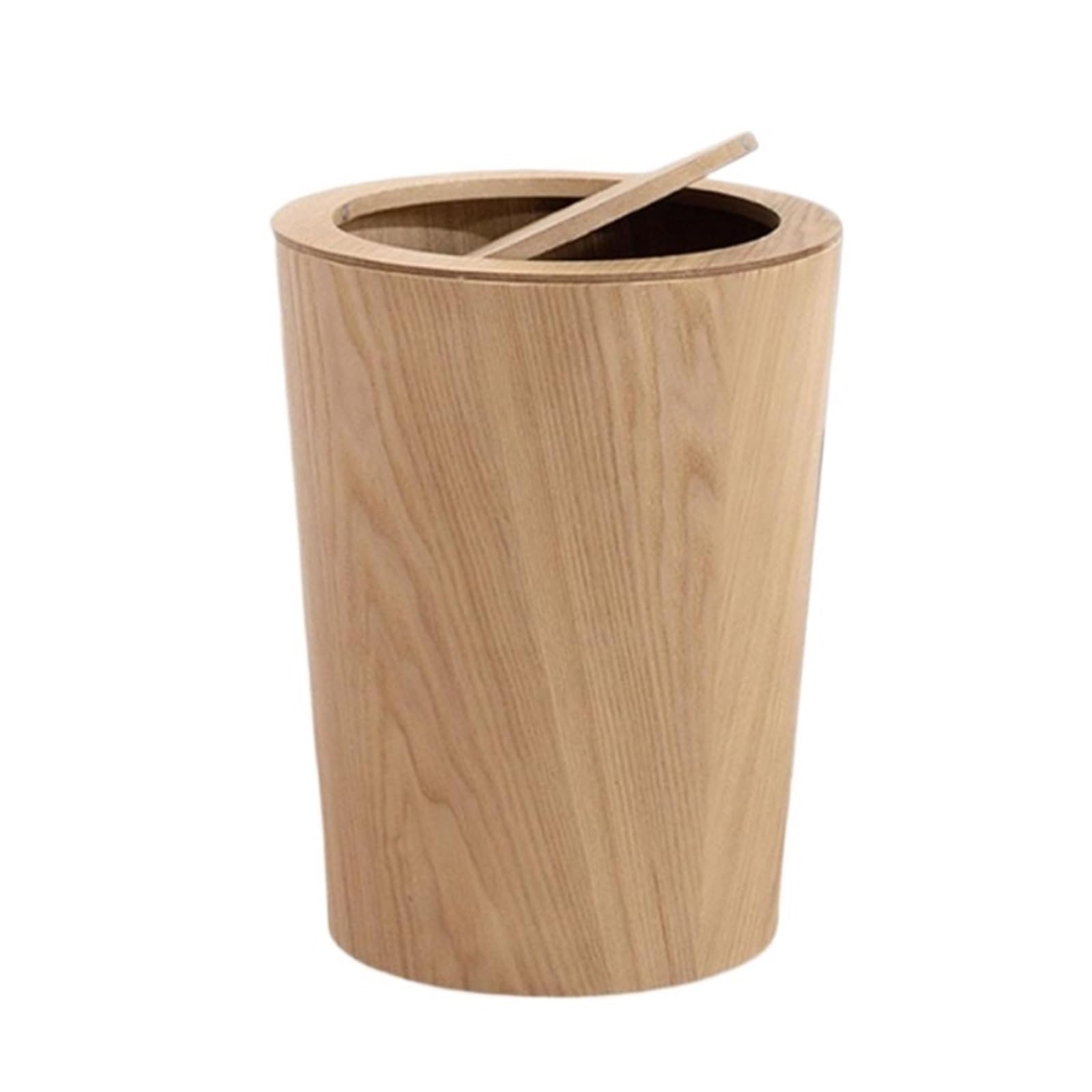 Holz-Mülleimer Mit Deckel, Rustikaler Papierkorb For Büro, Wohnzimmer, Schlafzimmer Kompakt Und Stabil(Wood Color)