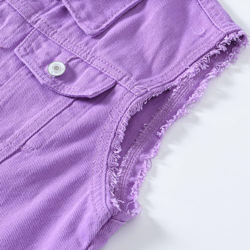 Denim Vest for Men Retro Ripped Casual Jean Vest Top Lapel Sleeveless Korean Slim Fit Jean Jacket3